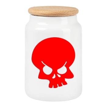 Skull - Cookie Jar with Wooden Lid - white - Front