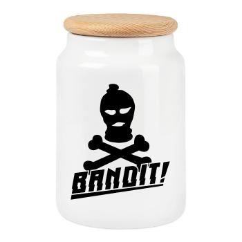 bandit skimaske - Cookie Jar with Wooden Lid - white - Front