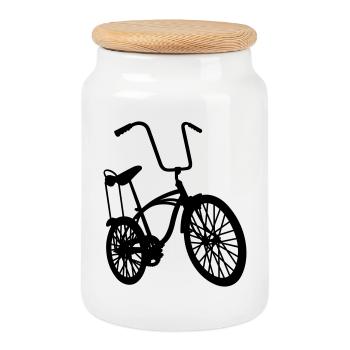 old school retro bike - Boîte à biscuits avec couvercle en bois - blanc - Devant