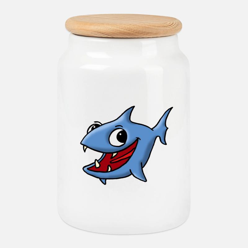 Blaufisch - Keksdose mit Holzdeckel - Weiß