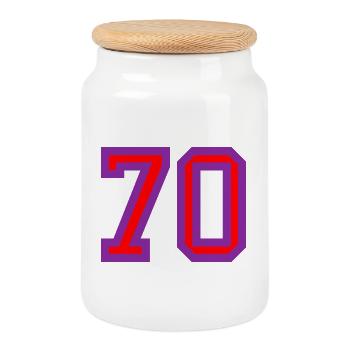 70. 70 JAHRE. 70-JÄHRIGES JUBILÄUM. 70-JÄHRIGES JUBILÄUM. - Keksdose mit Holzdeckel - Weiß - Vorne