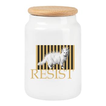 Cats punk resist naughtylonghair cat rebellious - Cookie Jar with Wooden Lid - white - Front
