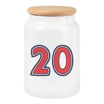 20. 20 YEARS. 20th ANNIVERSARY - Cookie Jar with Wooden Lid - white - Front
