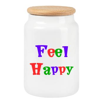 HAPPY. FREE. LIBERTE. BIEN-ÊTRE. ZEN. MEDITATION. - Boîte à biscuits avec couvercle en bois - blanc - Devant