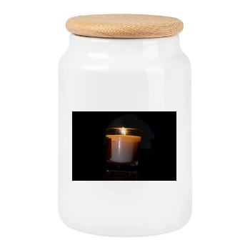 Tealight Splash - Cookie Jar with Wooden Lid - white - Front