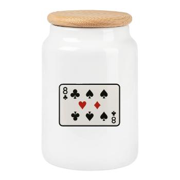 On the 8th - Cookie Jar with Wooden Lid - white - Front