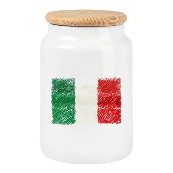 Scribbled Italian Flag - Cookie Jar with Wooden Lid - white - Front