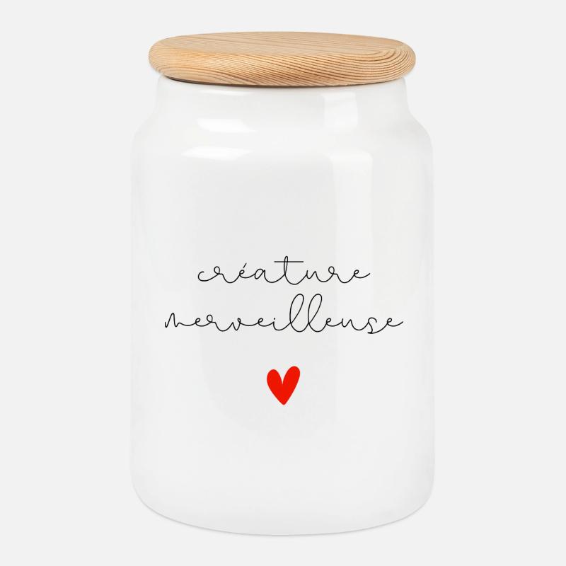 Wonderful Creature - Cookie Jar with Wooden Lid - white