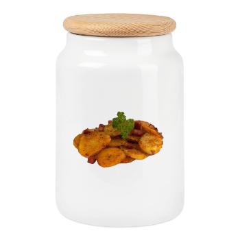 Braties croustillants - Boîte à biscuits avec couvercle en bois - blanc - Devant
