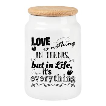 L’amour n’est rien dans le Tennis beau Design - Boîte à biscuits avec couvercle en bois - blanc - Devant