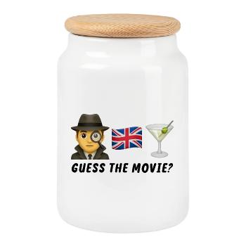 Détective et drapeau britannique avec cocktail - Boîte à biscuits avec couvercle en bois - blanc - Devant