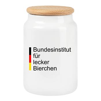 Bundesinstitut für Lecker Bierchen - Keksdose mit Holzdeckel - Weiß - Vorne