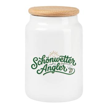 Schönwetter Angler - Keksdose mit Holzdeckel - Weiß - Vorne