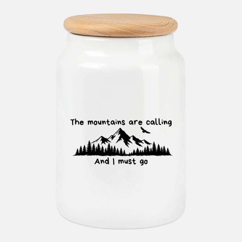 The mountains are calling, Berge, Wanderer  - Keksdose mit Holzdeckel - Weiß