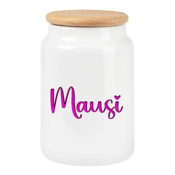 Mausi_herz - Boîte à biscuits avec couvercle en bois - blanc - Devant