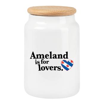 Amants de l’Ameland - Frise II - Boîte à biscuits avec couvercle en bois - blanc - Devant
