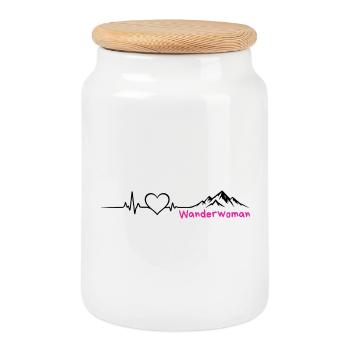 Cœur de randonnée des montagnes Wanderwoman - Boîte à biscuits avec couvercle en bois - blanc - Devant
