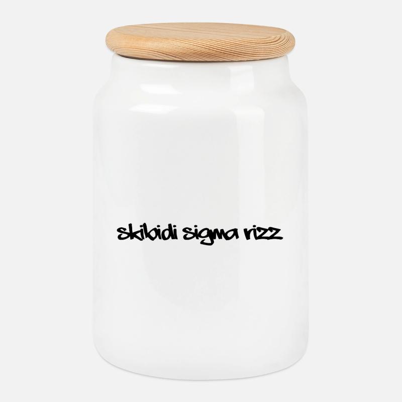 Skibidi Sigma Rizz² - Cookie Jar with Wooden Lid - white