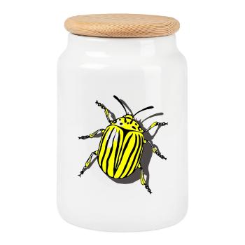 Potato beetle - Cookie Jar with Wooden Lid - white - Front