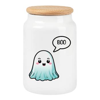 Spirit - Cookie Jar with Wooden Lid - white - Front