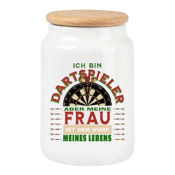Jeu de vie pour joueur de fléchettes et jeu de vie - Boîte à biscuits avec couvercle en bois - blanc - Devant