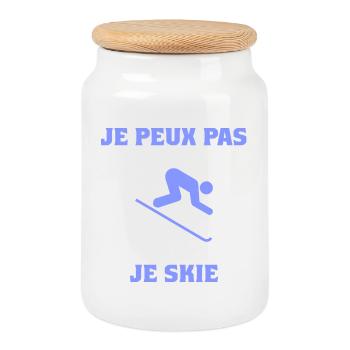 ICH KANN NICHT. SKI. SKI. SCHLÄGER. SCHNEE. SNOWBOARDEN - Keksdose mit Holzdeckel - Weiß - Vorne