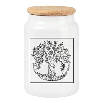 Arbre de vie - Boîte à biscuits avec couvercle en bois - blanc - Devant