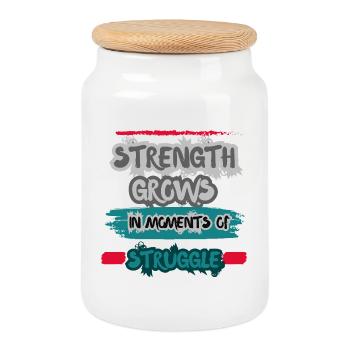 Strength Grows in Moments of Struggle. - Keksdose mit Holzdeckel - Weiß - Vorne