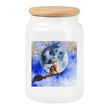 Cat wizard - Keksdose mit Holzdeckel - Weiß - Vorne