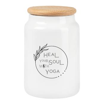 HEALyourSOULwithYOGA - Boîte à biscuits avec couvercle en bois - blanc - Devant