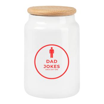 Dad Jokes Since Day One - Cookie Jar with Wooden Lid - white - Front