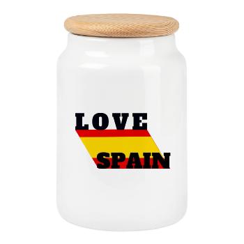 Amour Espagne Drapeau Tricolore - Boîte à biscuits avec couvercle en bois - blanc - Devant