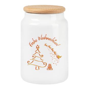Frohe Weihnachten Weihnachtbaum Santa Claus - Keksdose mit Holzdeckel - Weiß - Vorne