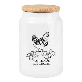 Votre marchand d’œufs local - Boîte à biscuits avec couvercle en bois - blanc - Devant
