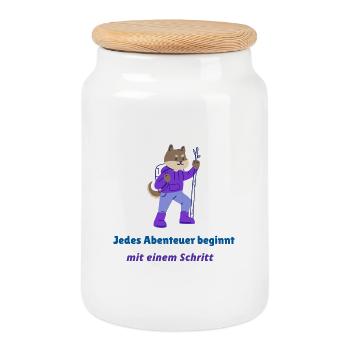 Every adventure begins with a step - Cookie Jar with Wooden Lid - white - Front