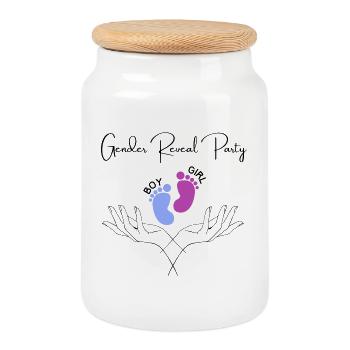 Gender Reveal Boy or Girl - Keksdose mit Holzdeckel - Weiß - Vorne