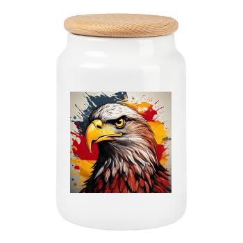 Explosion de l’œuvre d’art Eagle Head - Boîte à biscuits avec couvercle en bois - blanc - Devant