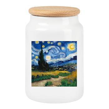 Paysage impressionniste / Impressionist landscape - Boîte à biscuits avec couvercle en bois - blanc - Devant