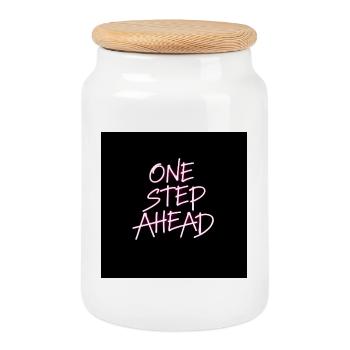 Neon Life Motto for Motivation - Cookie Jar with Wooden Lid - white - Front