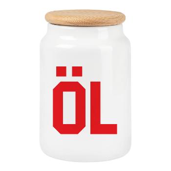 Retro Geometric Pattern for Clothing - Cookie Jar with Wooden Lid - white - Front