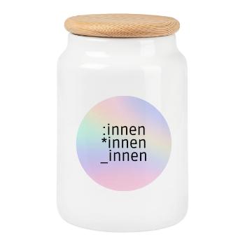*innen_innen - Boîte à biscuits avec couvercle en bois - blanc - Devant