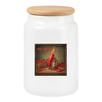 Mr Spicy Chili Charmer - Keksdose mit Holzdeckel - Weiß - Vorne