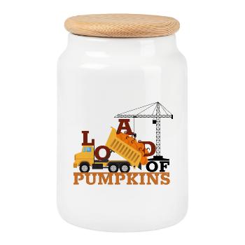 Kürbis Halloween LKW Baustelle Kinder Kostüm - Cookie Jar with Wooden Lid - white - Front