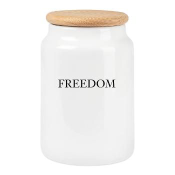 freedom shirt - Cookie Jar with Wooden Lid - white - Front