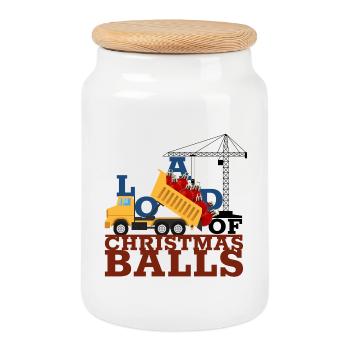 Christmas Tree Baubles Christmas Truck Construction Site Kids - Cookie Jar with Wooden Lid - white - Front