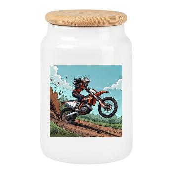 Motocross Adrenaline Trail - Cookie Jar with Wooden Lid - white - Front