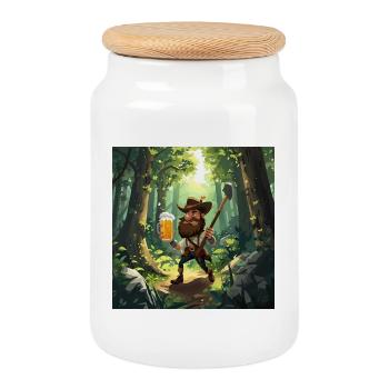 Chasseur de bière Forest Adventure - Boîte à biscuits avec couvercle en bois - blanc - Devant