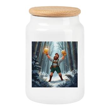 Héros de la bière dans la forêt hivernale - Boîte à biscuits avec couvercle en bois - blanc - Devant