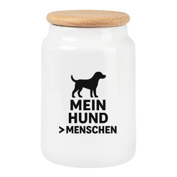 My dog > people - Cookie Jar with Wooden Lid - white - Front