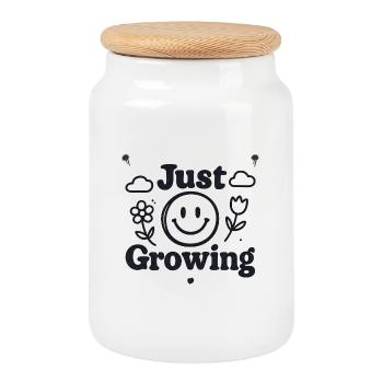 Juste grandir - Boîte à biscuits avec couvercle en bois - blanc - Devant